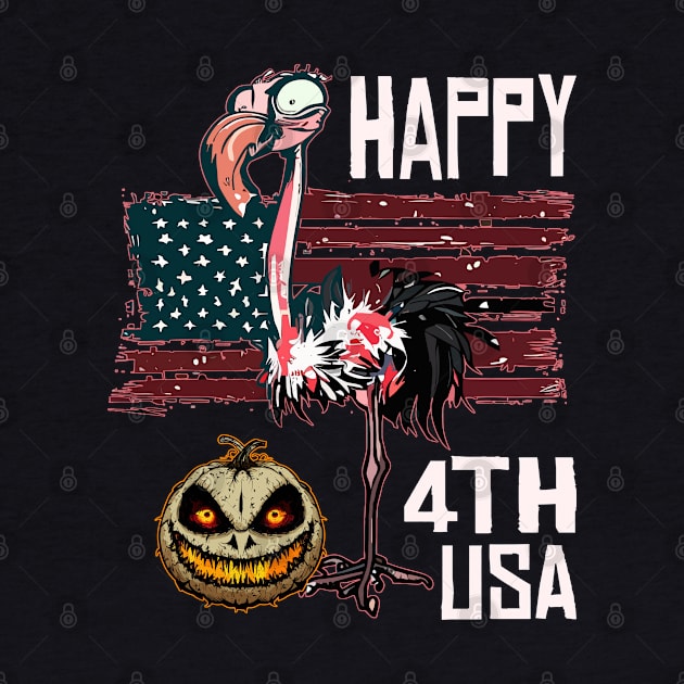 Scary Halloween Pumpkin Flamingo Happy 4th Usa American Flag July Fourth by Outrageous Flavors